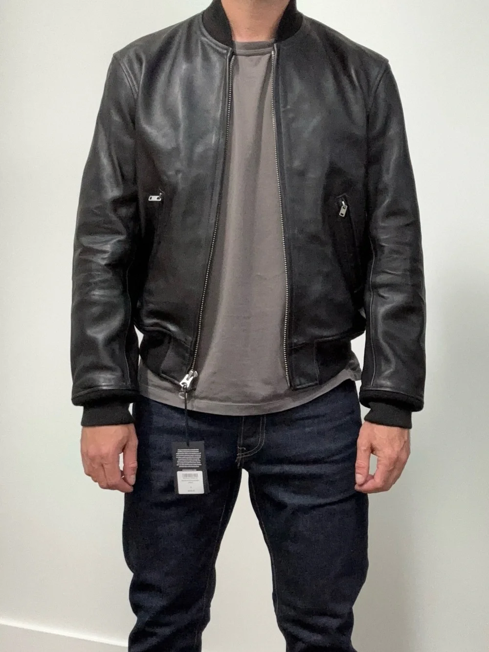 Buck Mason Men’s Bruiser Leather Bomber Jacket Size Small Black New